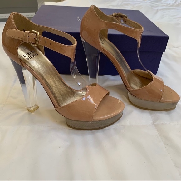 Stuart Weitzman Adobe Aniline patent clear heels - Picture 10 of 11
